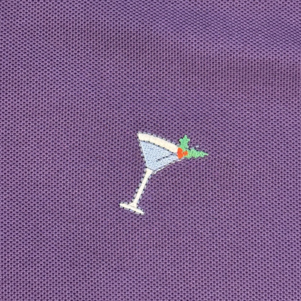 Tommy Bahama Mens IslandZone Polo XXL Purple Supima Cotton Holiday Martini Glass - Picture 3 of 12